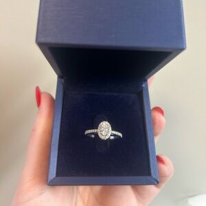 White gold oval diamond ring